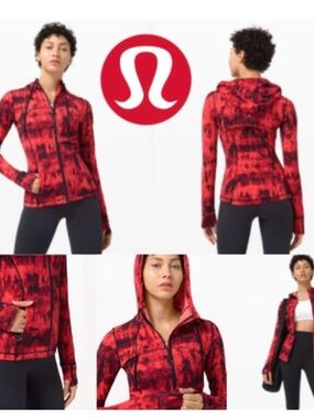 Lululemon Hooded Define Jacket Nulu Game Day SIZE 6 RED & BLACK TIE DYE hoodie